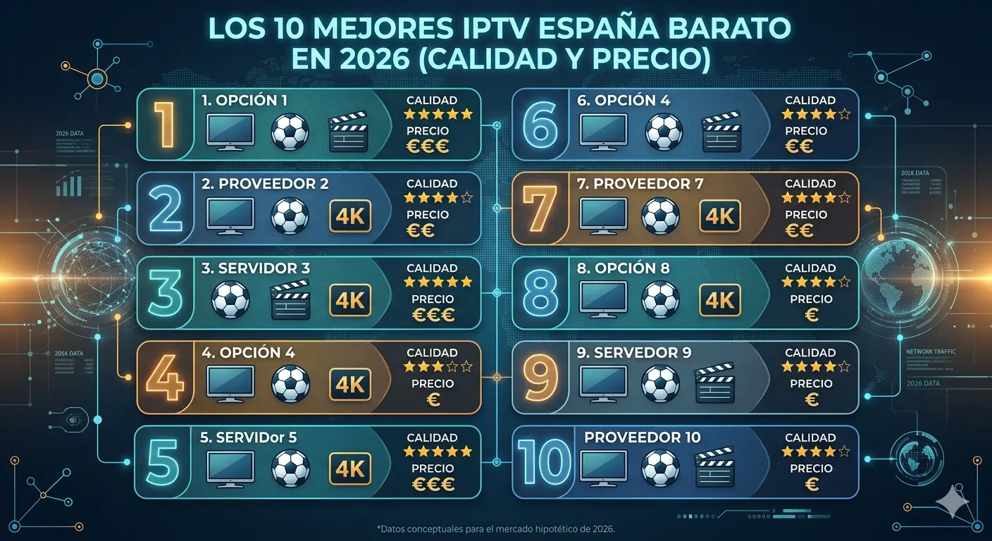 Los 10 Mejores IPTV España Barato en 2026 (Calidad y Precio)